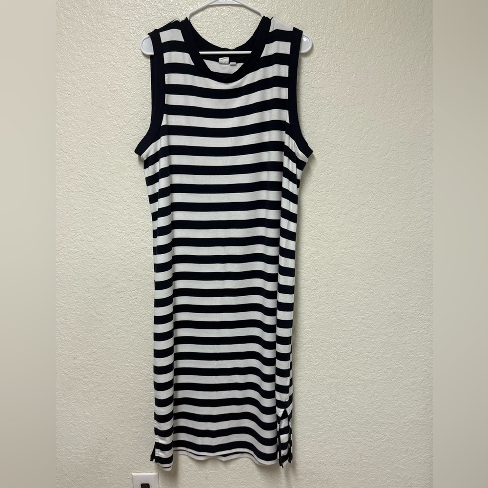 GAP White and Navy Striped Midi Dress Size XXL